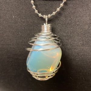Tumbled Opalite Cage Charm Necklace (1)